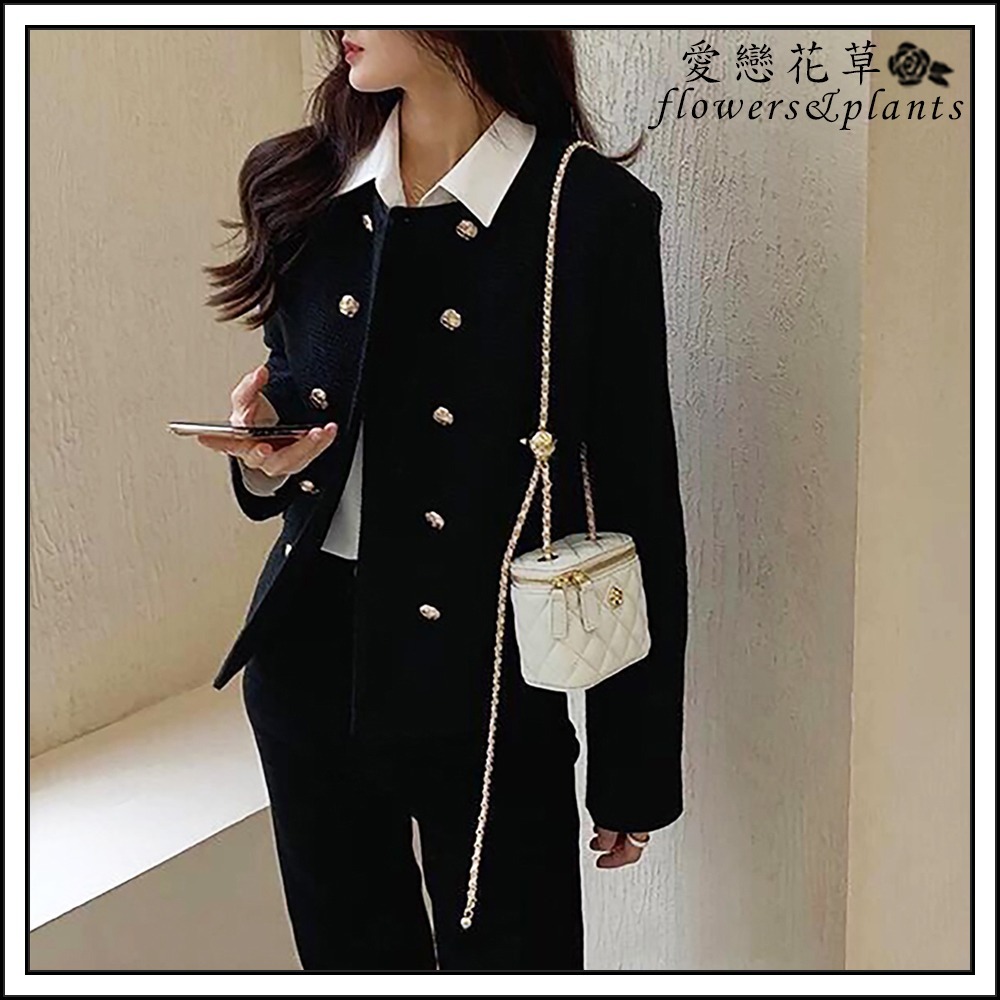 【愛戀花草】小香風軟皮硬箱迷你斜背包 (化妝包、隨身小包、可調節背帶、A017)-細節圖2