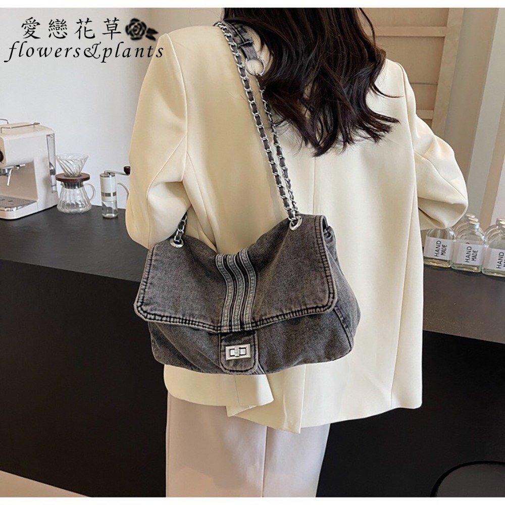 【愛戀花草】小香單寧流浪包 (牛津布、流浪包、休閒包、大容量、A025)-細節圖2