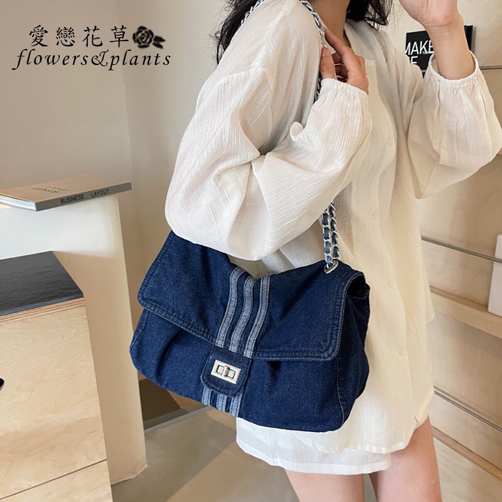 【愛戀花草】小香單寧流浪包 (牛津布、流浪包、休閒包、大容量、A025)-細節圖3