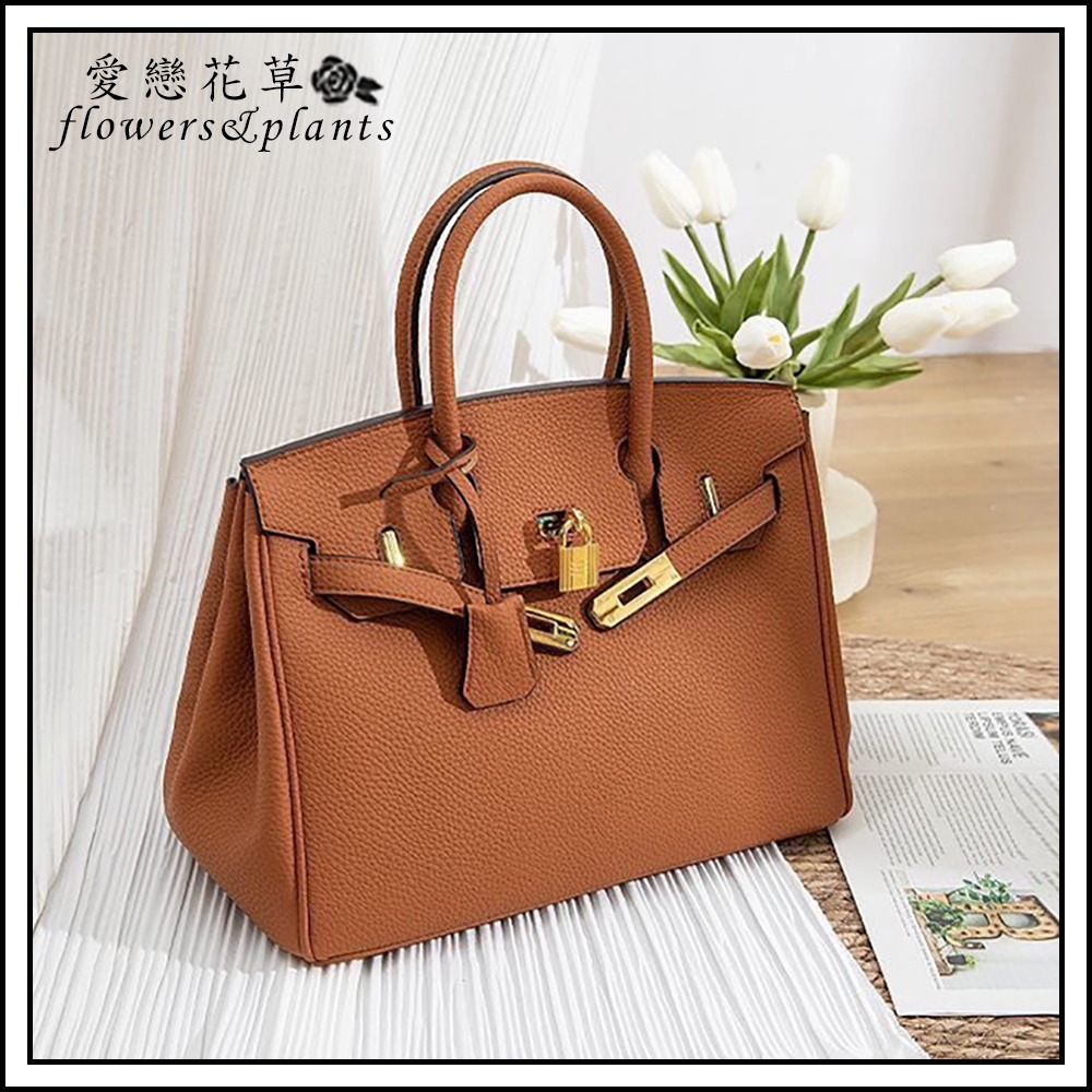 【愛戀花草】真皮高貴手提斜背包 (鉑金包款、頂級小牛皮、低調奢華無LOGO、F009)-細節圖2