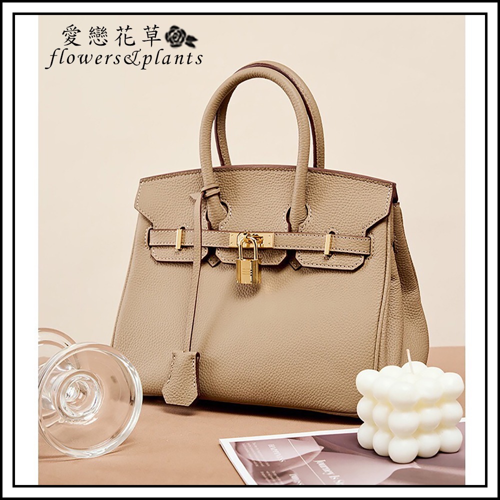 【愛戀花草】真皮高貴手提斜背包 (鉑金包款、頂級小牛皮、低調奢華無LOGO、F009)-細節圖3