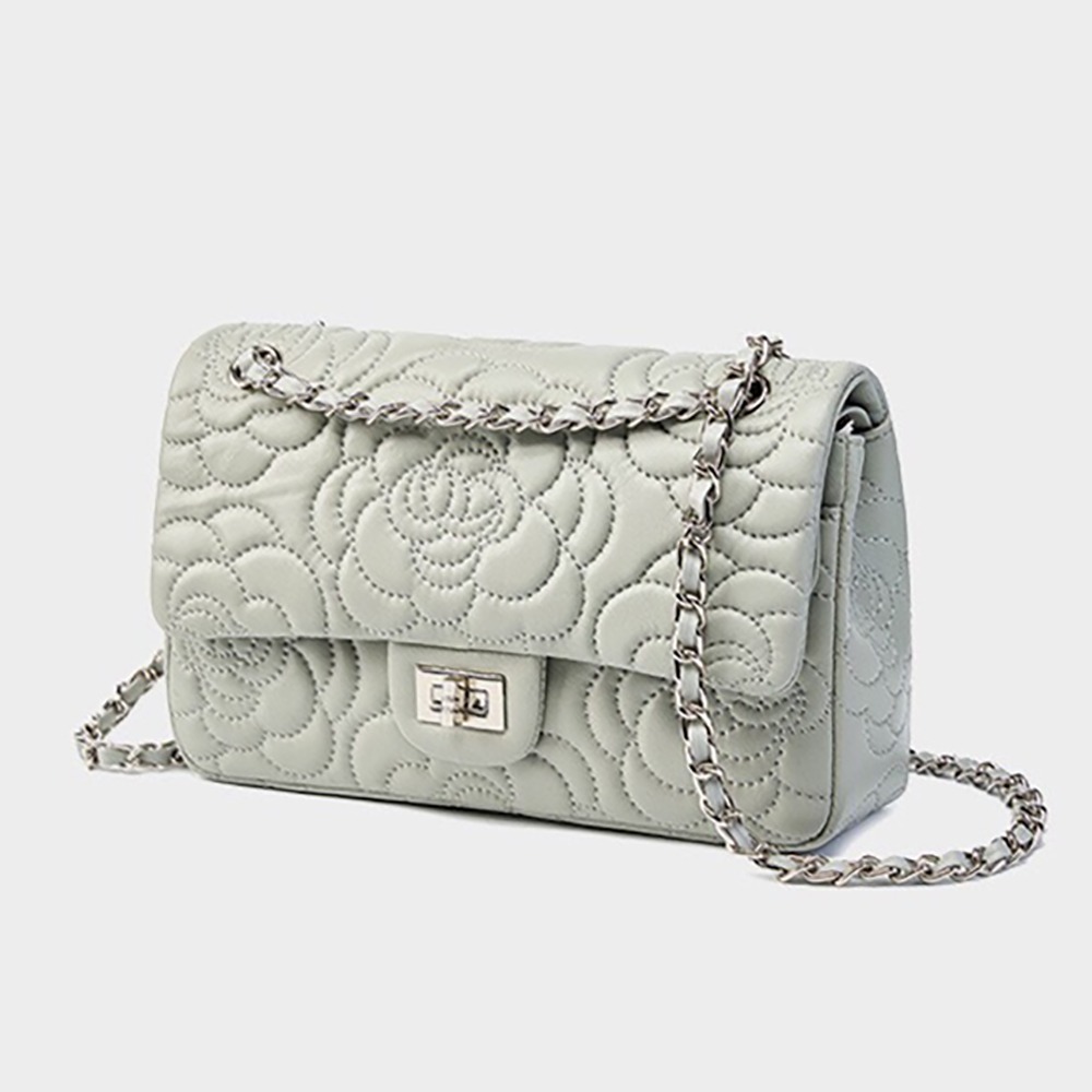 【愛戀花草】真皮山茶花小香晚宴包 (頂級小羊皮、低調奢華、簡單無LOGO、F012)-細節圖3