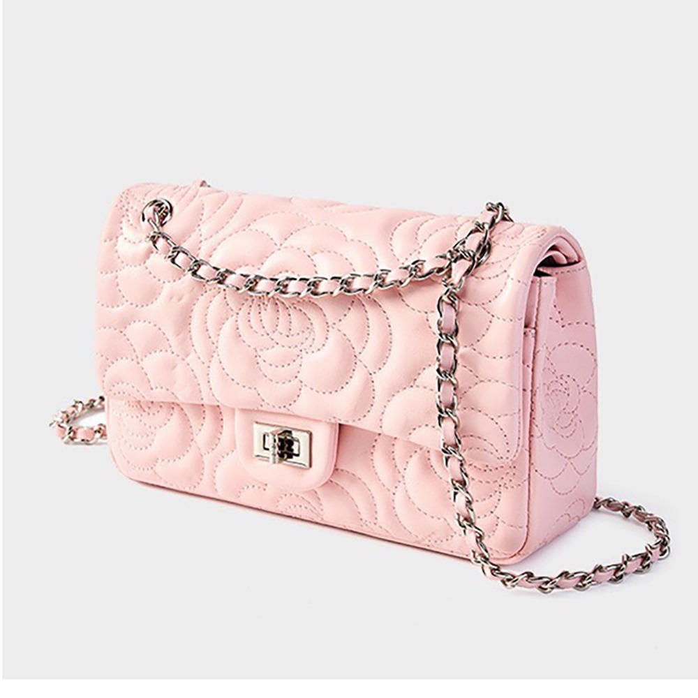 【愛戀花草】真皮山茶花小香晚宴包 (頂級小羊皮、低調奢華、簡單無LOGO、F012)-細節圖4