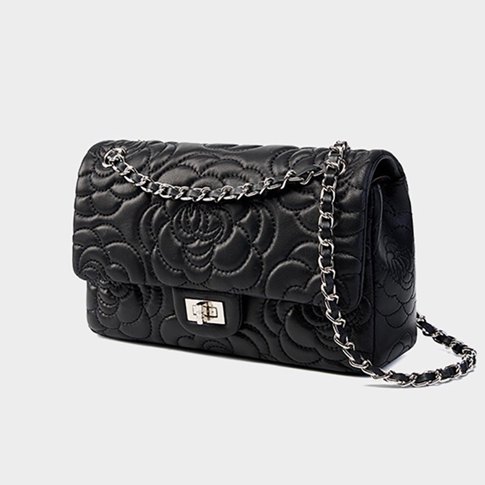 【愛戀花草】真皮山茶花小香晚宴包 (頂級小羊皮、低調奢華、簡單無LOGO、F012)-細節圖5