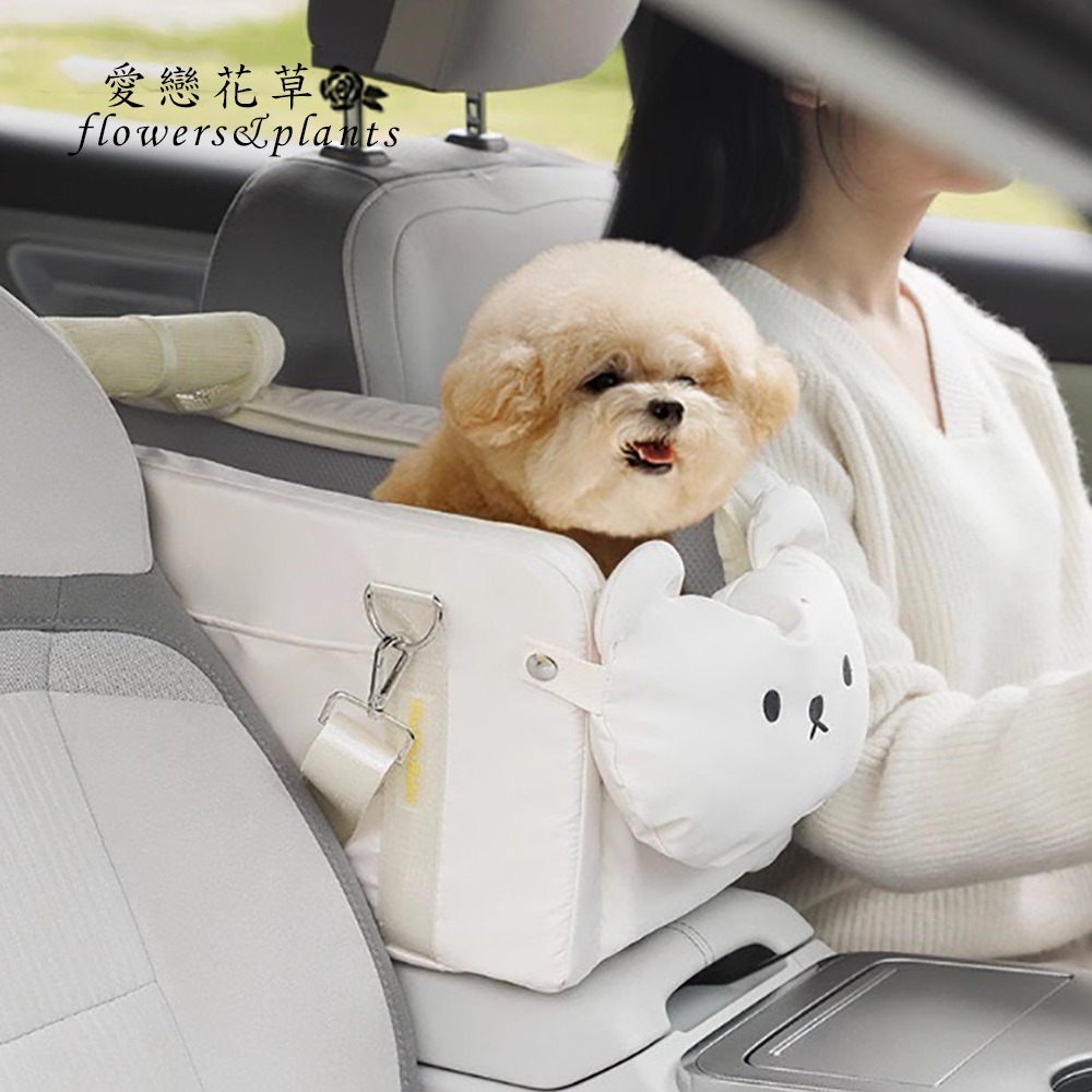 【愛戀花草】純白色系寵物外出提籃/安全座椅 (萌系外觀、輕巧便攜、旅行好夥伴、E005)-細節圖2