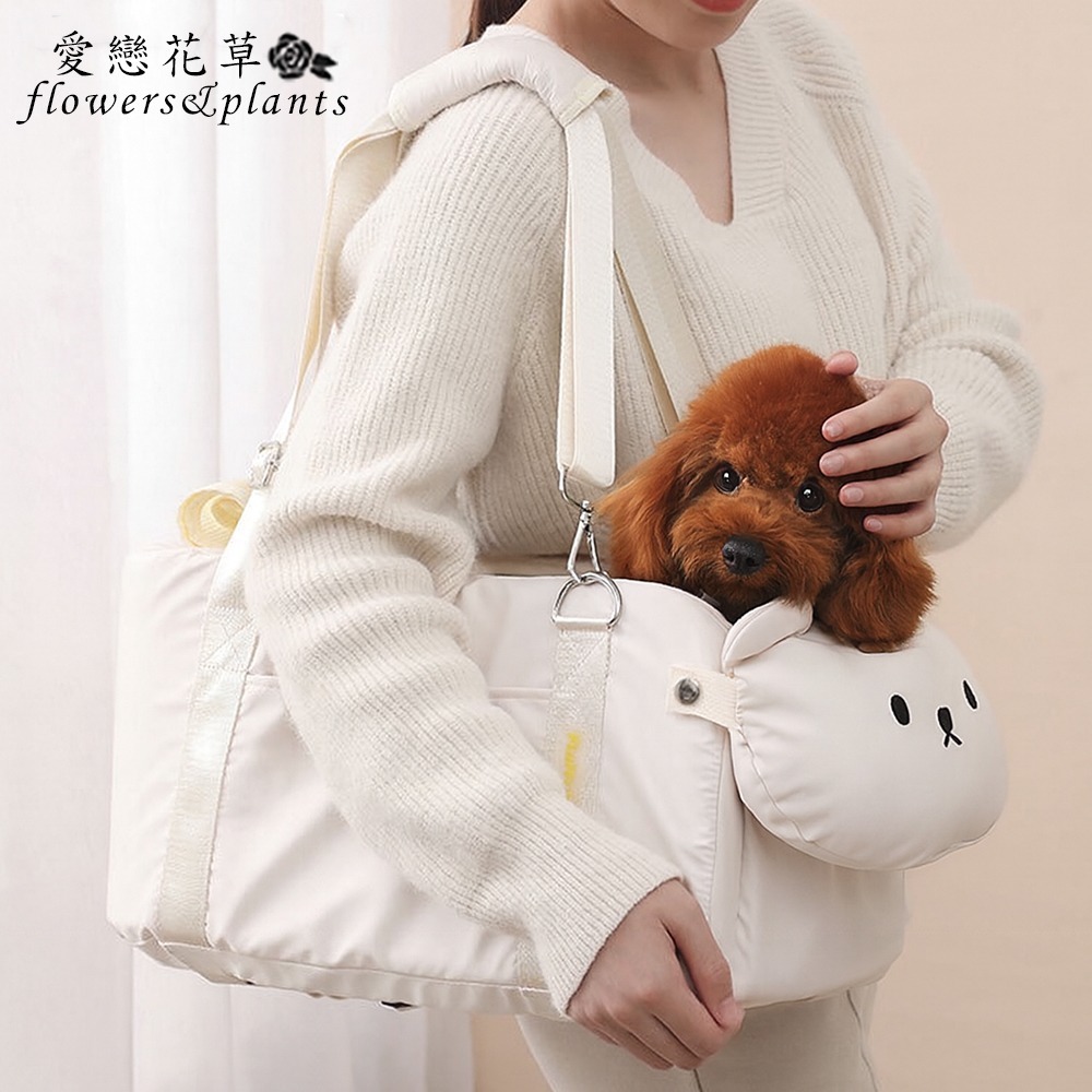 【愛戀花草】純白色系寵物外出提籃/安全座椅 (萌系外觀、輕巧便攜、旅行好夥伴、E005)-細節圖3