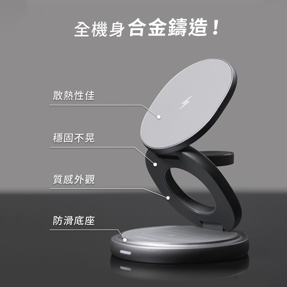 IDEAMON 怪獸選物 3 in 1 磁吸旋轉折折充 Qi/Qi2雙規格 支援IPhone 17 可折疊 旋轉 充電座-細節圖7