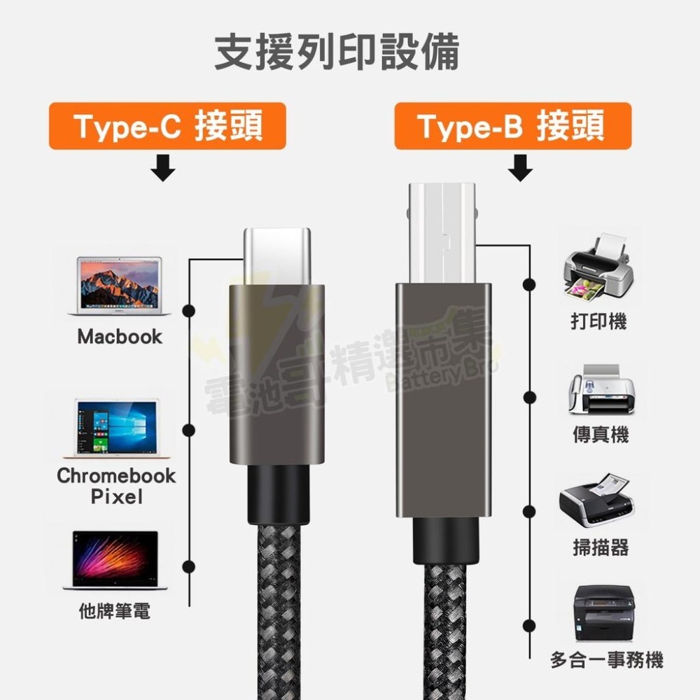印表機線 Type-C 轉USB2.0 列表機數據線 方口轉接線 筆電接印表機 Type-c頭 USB頭 印表機延長線-細節圖7