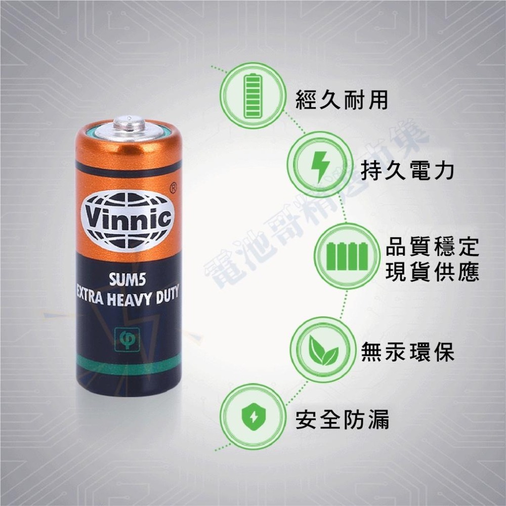 【電池哥】 轉經輪電池 5號電池 SUM5 N SIZE R1 N 碳鋅電池 LR1 AM5 910A Vinnic-細節圖5