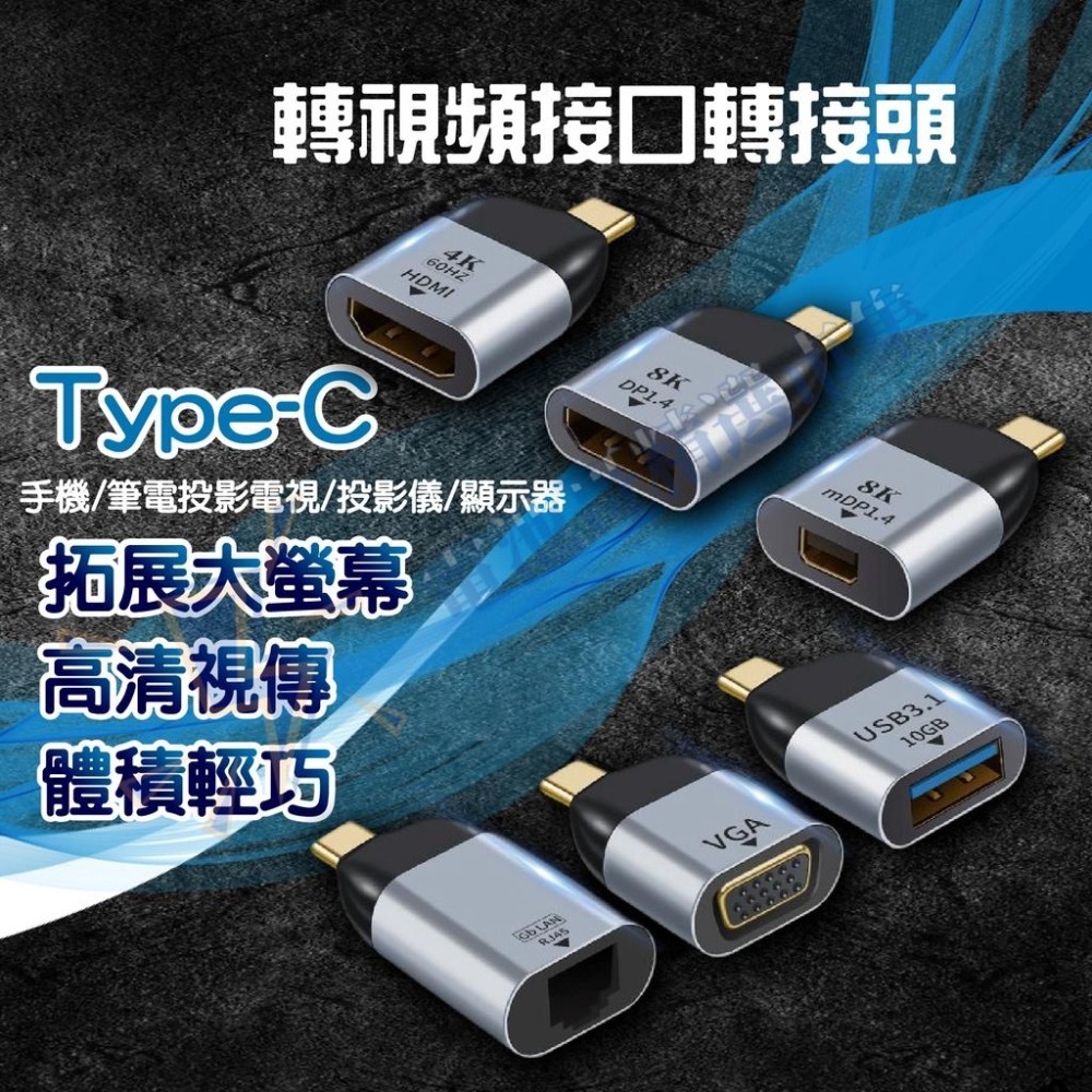 TYPE-C 轉 DP VGA RJ45 HDMI miniDP 轉接頭 投影機手機筆電 轉接頭 4K 8K-細節圖11
