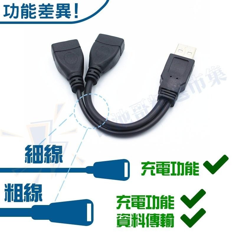 【電池哥】USB一分二充電線 數據線 2.0USB 一轉二傳輸線 一拖二充電 USB一公二母 車用充電 1對2擴充線-細節圖4