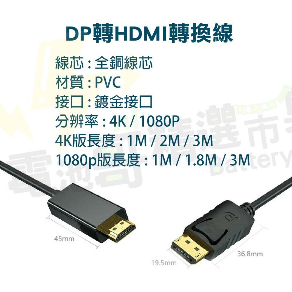 DP轉HDMI 轉接線 1.8米 4K 超高畫質轉接線 轉換線 螢幕線 DisplayPort to HDMI 1.8M-細節圖3