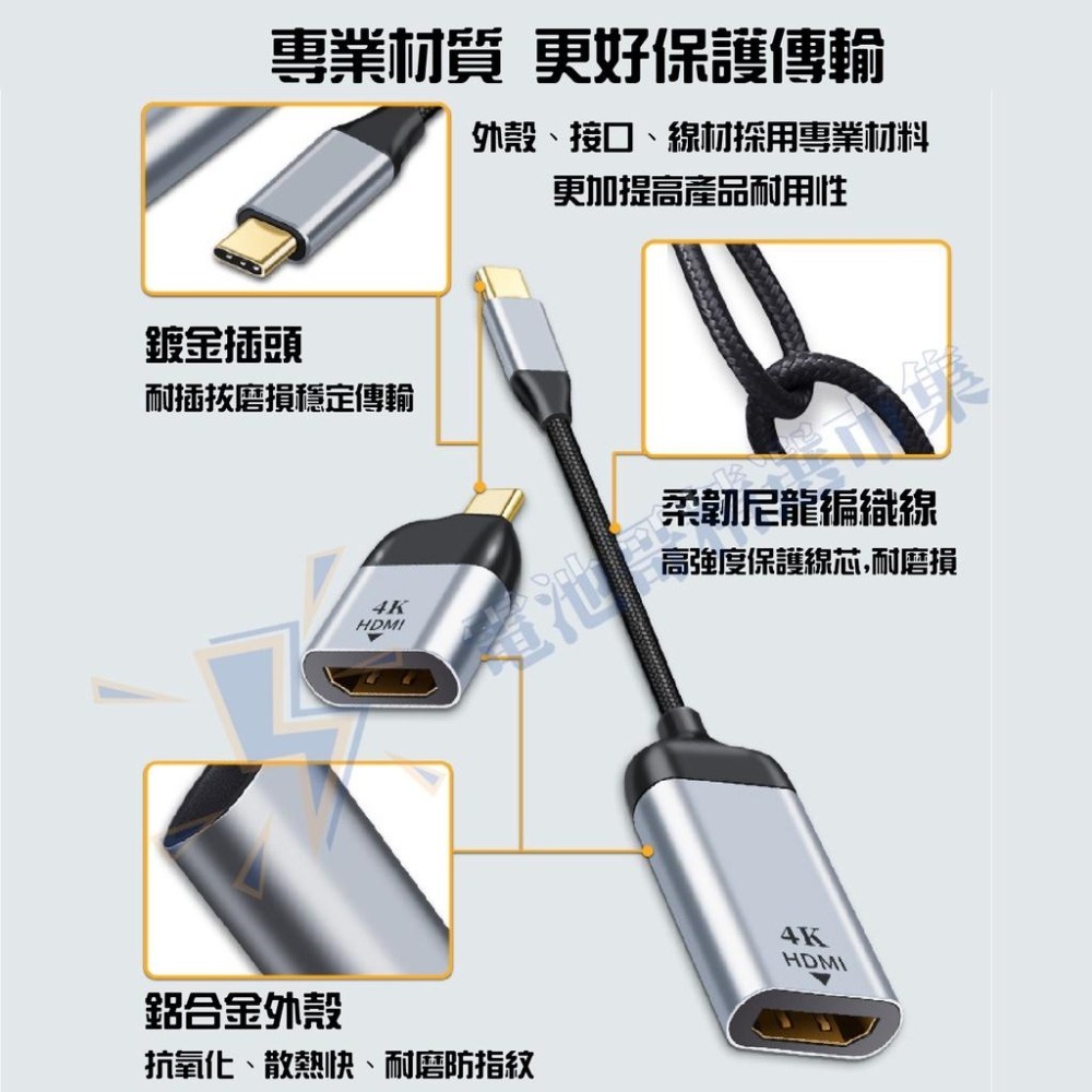 TYPE-C 轉 HDMI 轉接頭 轉接器 轉接線 轉換線 同屏器 4K 60HZ 高清 typec轉hdmi 轉換器-細節圖3