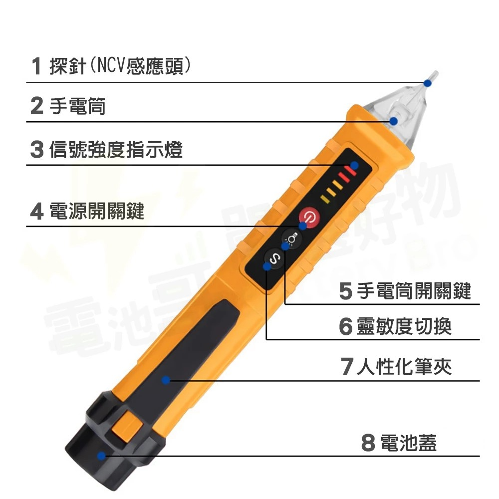 測電筆 感應式測電筆 手電筒照明 非接觸式驗電筆 防觸電試電筆 漏電檢測 聲光報警零火線 自動關機-細節圖3