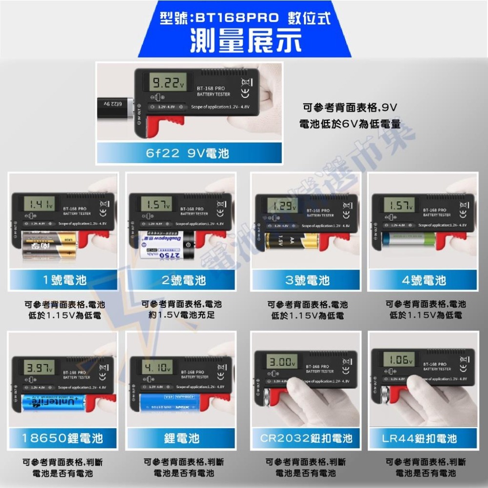 【電池哥】電池檢測器 電池檢測 電量測試 電池電量測量器 測電器 測電量 9V 3號 4號 鈕扣電池 18650鋰電池-細節圖7