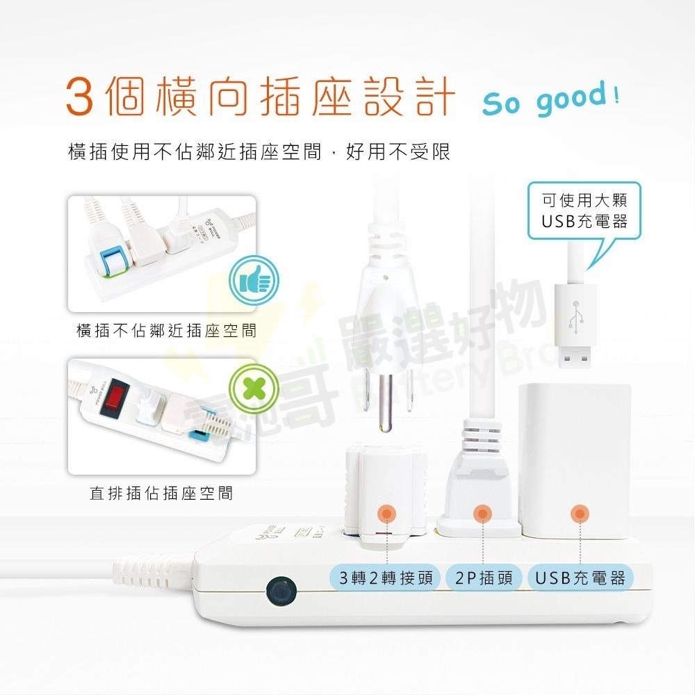 【電池哥】聖岡科技 3孔轉2孔 壁插 分接器 插座 1開1插 2開2插 擴充插座 轉接頭 轉向插 分接式插座 轉接器-細節圖3