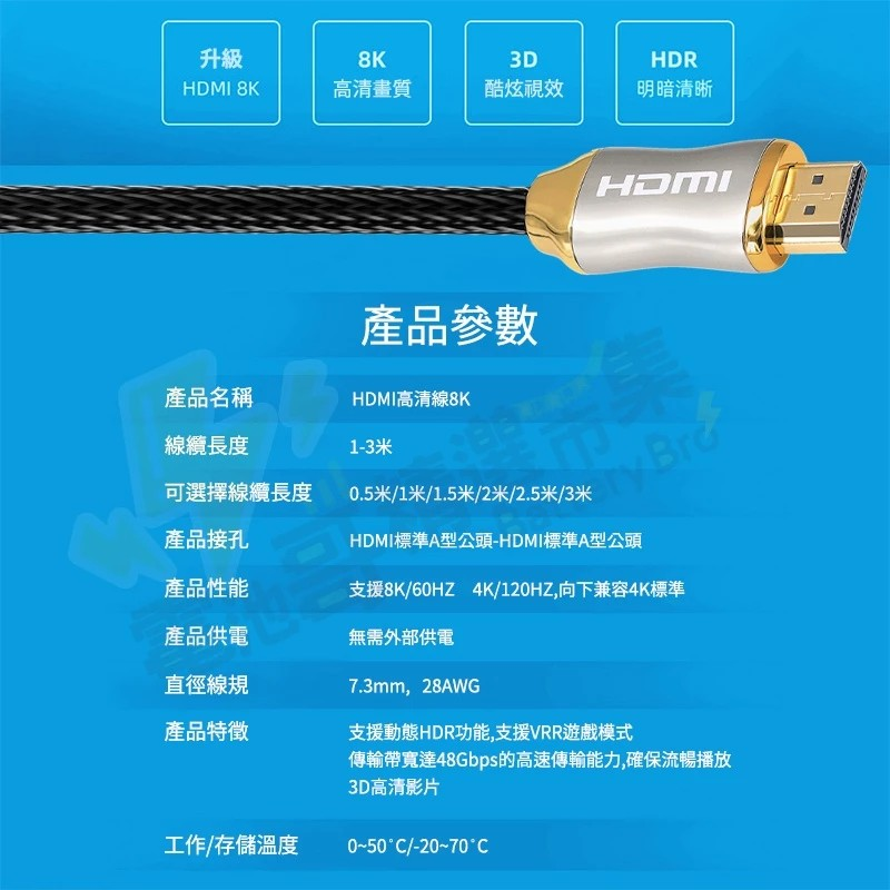 【電池哥】HDMI線 4K 8K HDMI 2.0版 2.1版 電視線 HDMI長線 10米 12米 15米 20米-細節圖5