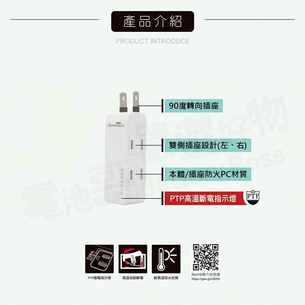 【電池哥】三面壁插 快充插座 90度轉向插座 Type C USB PD 分接器 轉接頭 溫控斷電保護安全插座-細節圖6