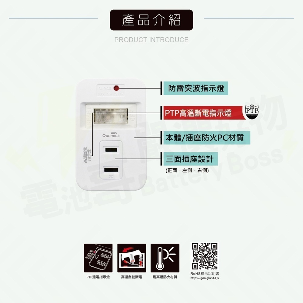 【電池哥】高溫斷電多孔壁插 分接器 插座轉接頭 獨立開關 插座 插座開關 多孔插座 轉向插頭 壁插 三孔插座 擴充插座-細節圖2