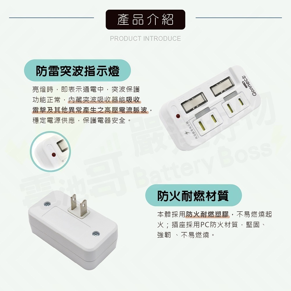 【電池哥】高溫斷電多孔壁插 分接器 插座轉接頭 獨立開關 插座 插座開關 多孔插座 轉向插頭 壁插 三孔插座 擴充插座-細節圖5