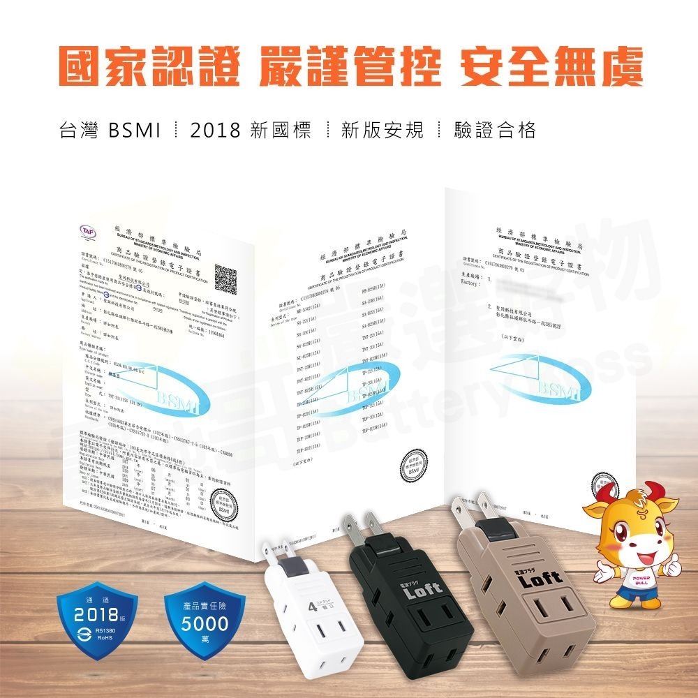 【電池哥】工業風壁插 3孔轉2孔 2開2插 壁插 3孔2插 分接式插座 3轉2 插座 兩孔轉三孔 轉接頭 接地線 奶茶色-細節圖6