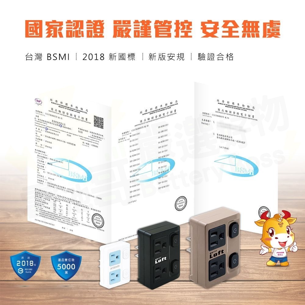 【電池哥】工業風壁插 3孔轉2孔 2開2插 壁插 3孔2插 分接式插座 3轉2 插座 兩孔轉三孔 轉接頭 接地線 奶茶色-細節圖11