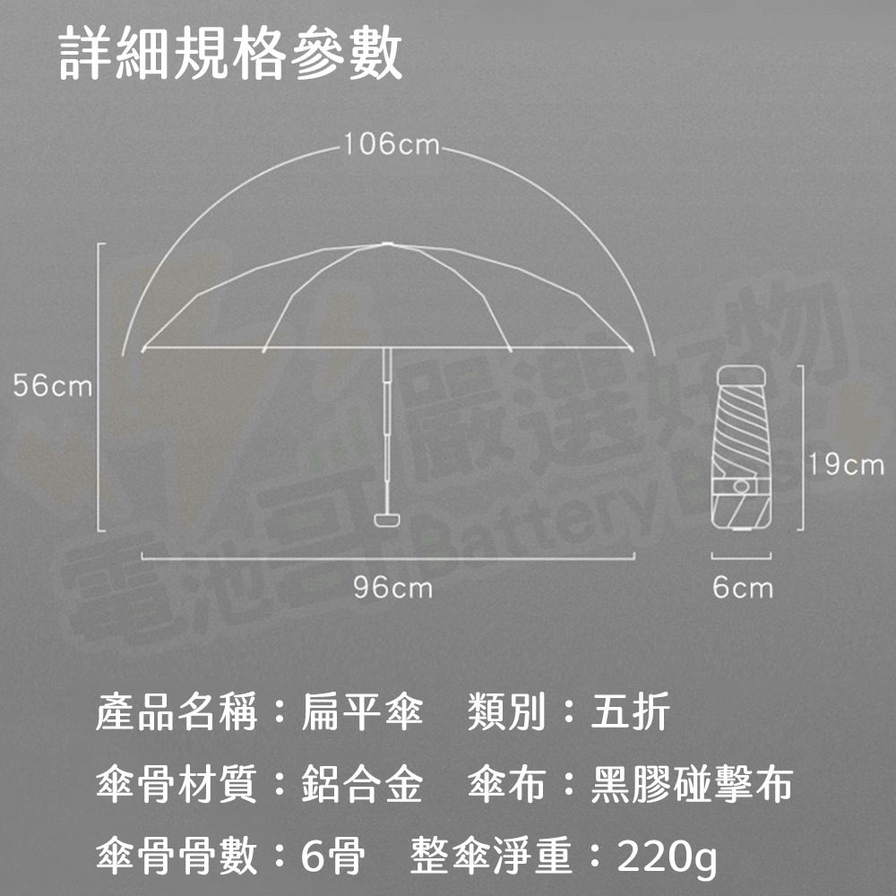 【電池哥】口袋傘 迷你傘 五折傘 輕量傘 折疊傘 摺疊傘 扁傘 遮陽傘 雨傘 抗UV 防曬傘 晴雨傘 防紫外線手開傘-細節圖6