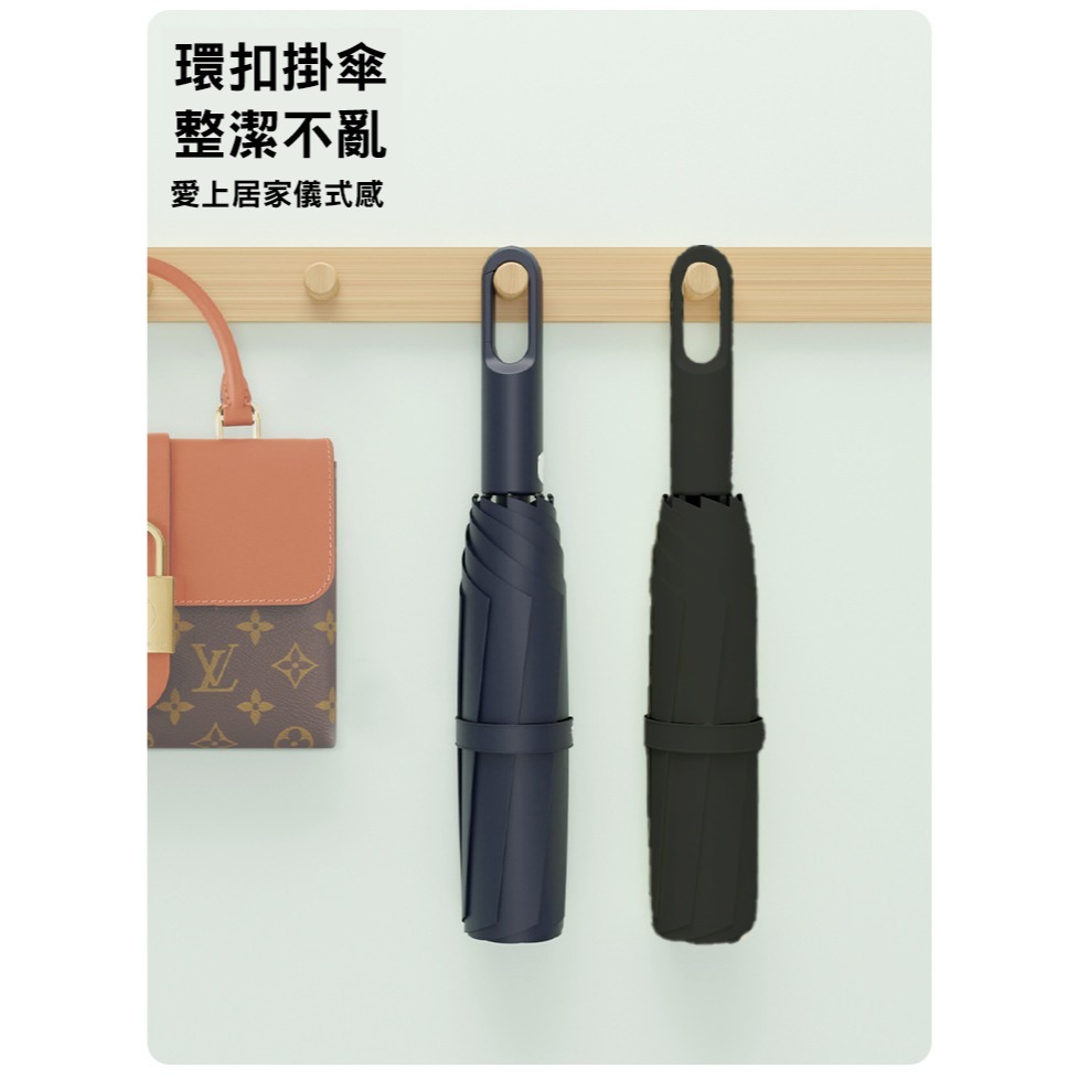 🔥一秒收傘🔥 環扣三折疊傘 記憶免折疊傘 雨傘 自動傘 遮陽傘 環扣易折傘 環扣傘 便攜傘 晴雨傘-細節圖2
