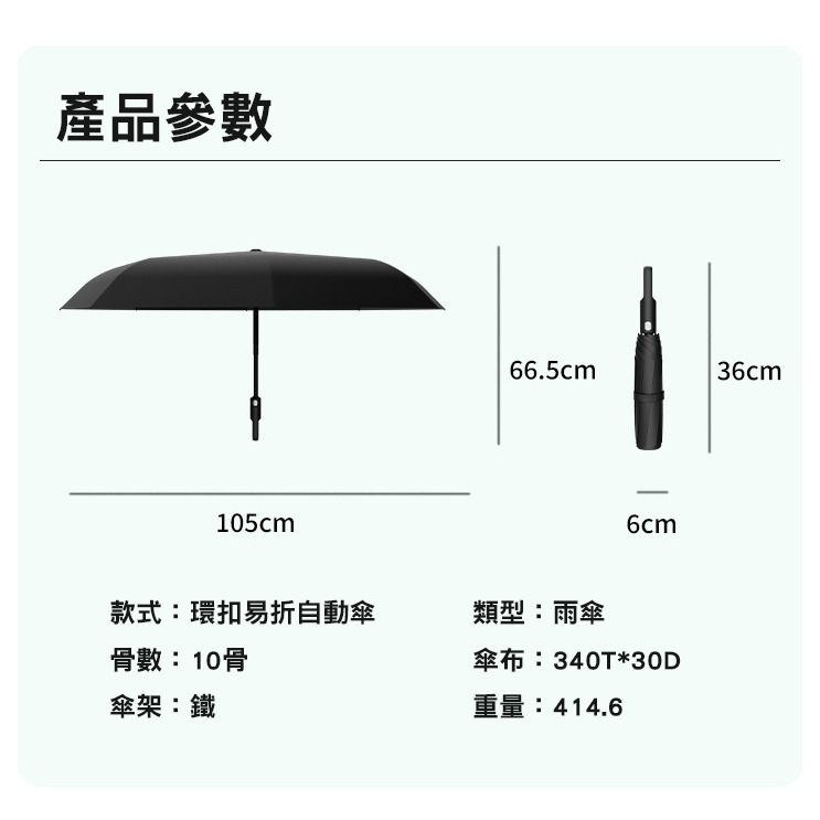 🔥一秒收傘🔥 環扣三折疊傘 記憶免折疊傘 雨傘 自動傘 遮陽傘 環扣易折傘 環扣傘 便攜傘 晴雨傘-細節圖7