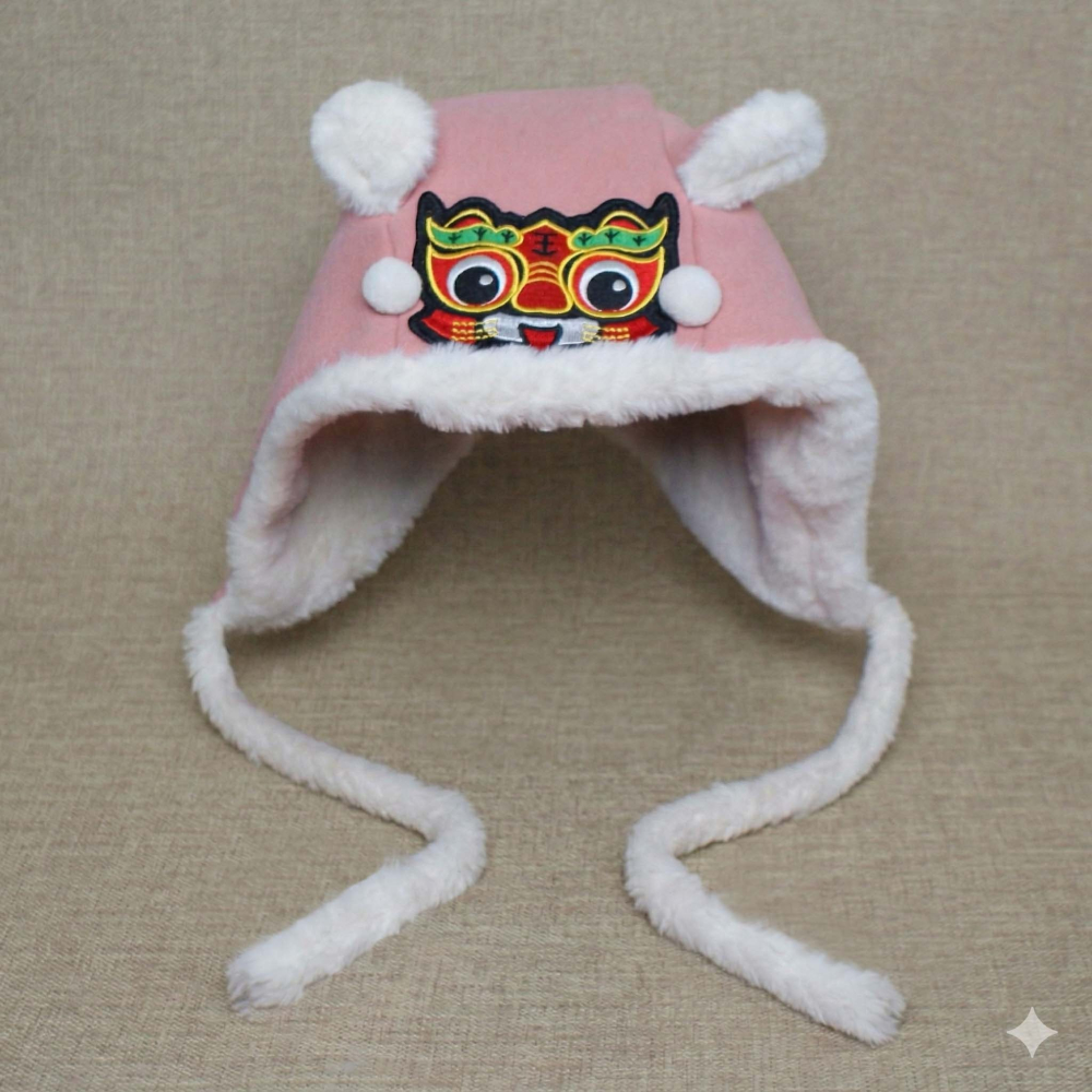 抓周 抓週2026新 毛虎帽狀元粉紅款 虎鞋 福壽紅龜 附紅禮袋-細節圖2