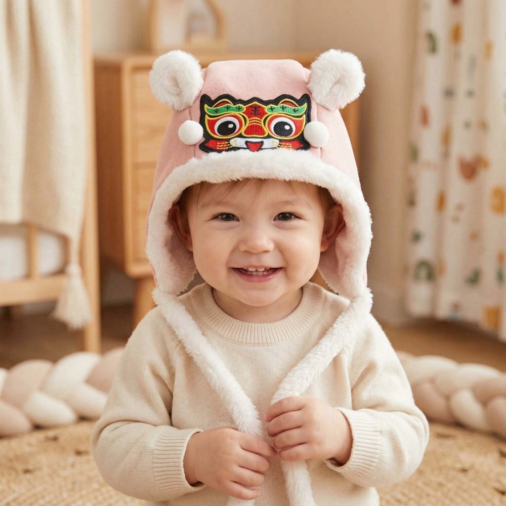 抓周 抓週2026新 毛虎帽狀元粉紅款 虎鞋 福壽紅龜 附紅禮袋-細節圖3