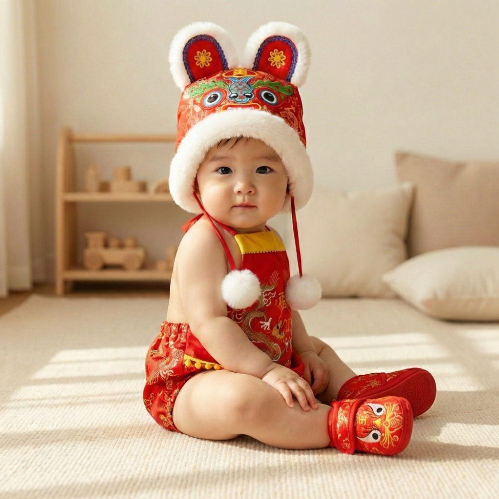 抓週 抓周 毛虎帽長款 聰明門蛋糕旗 我的晬愛 祈福擺飾 原創 台灣製-細節圖3