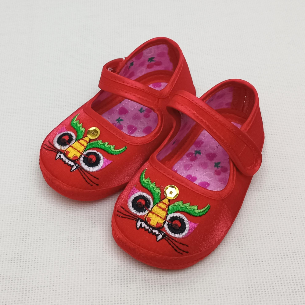 抓週 抓周 毛紅虎帽 光明虎鞋 小紅膨龜 福龍肚兜 祈福擺飾 附禮袋-細節圖2