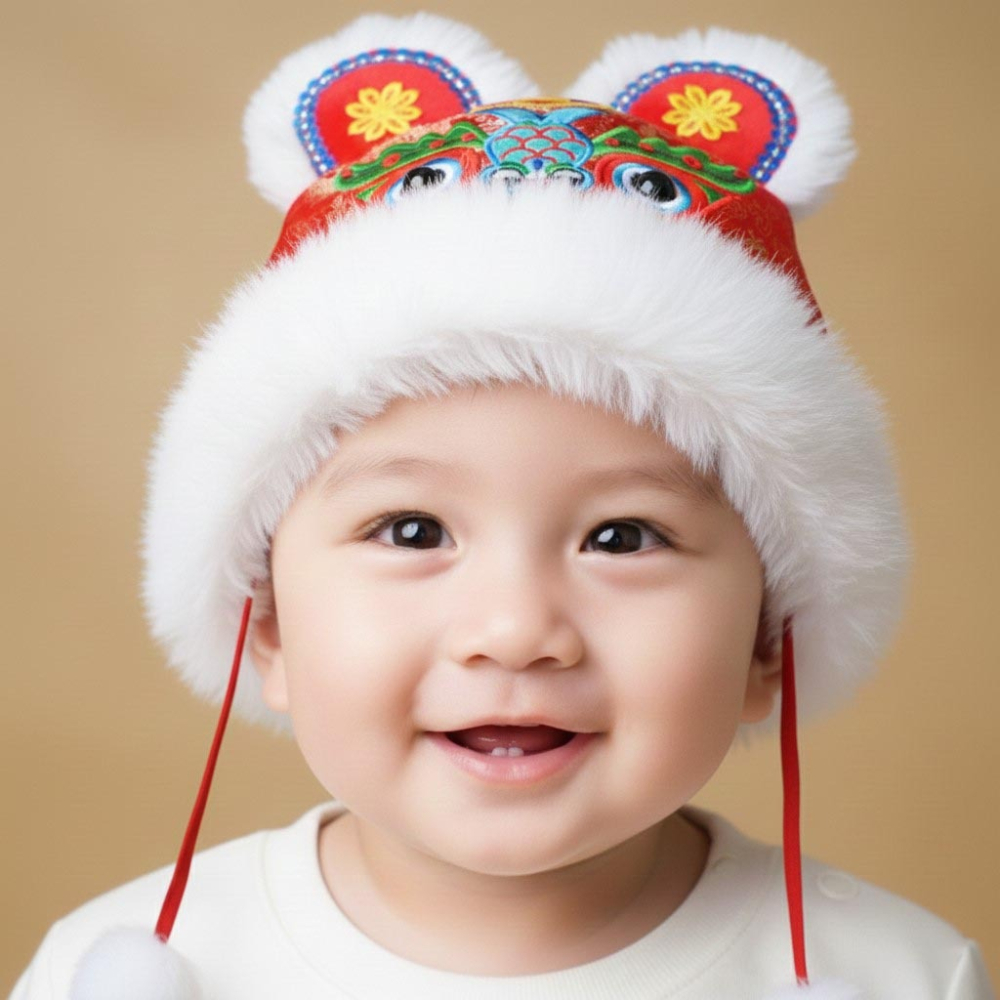 抓週 抓周 毛紅虎帽 光明虎鞋 小紅膨龜 福龍肚兜 祈福擺飾 附禮袋-細節圖3