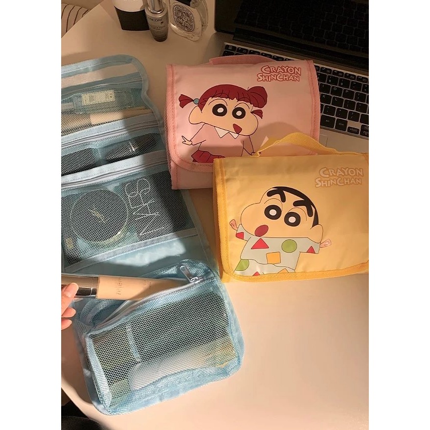 【預購】蠟筆小新分區手提化妝包-細節圖2