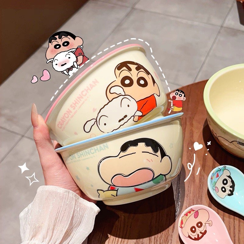 【預購】蠟筆小新陶瓷碗+湯匙+筷子三件套-細節圖3