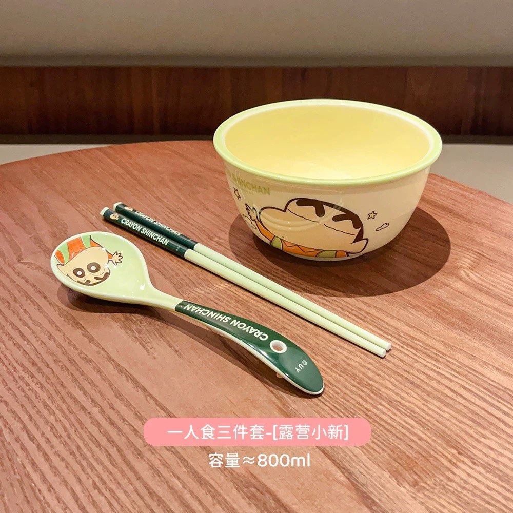 【預購】蠟筆小新陶瓷碗+湯匙+筷子三件套-細節圖5