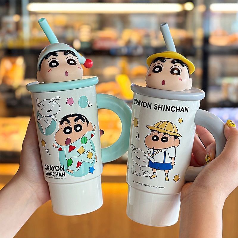 【預購】蠟筆小新帶吸管水杯-細節圖2