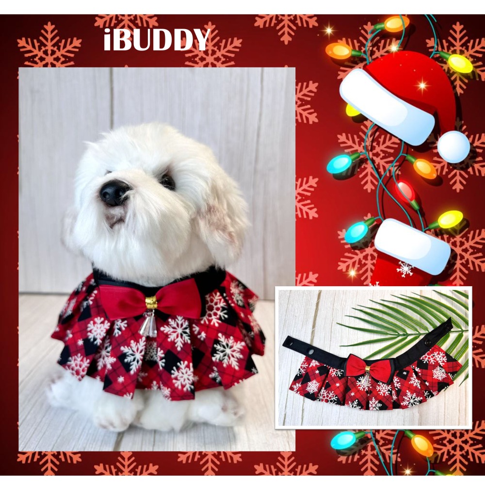 寵物領巾 寵物口水巾 狗領巾 貓領巾 XMAS 聖誕節【KC36ND79】iBuddy 聖誕紅-細節圖2