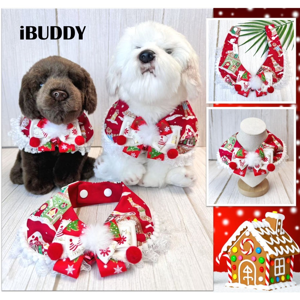 寵物領巾 寵物口水巾 狗領巾 貓領巾 XMAS 聖誕節【KC36ND80】iBuddy 薑餅派對-細節圖2