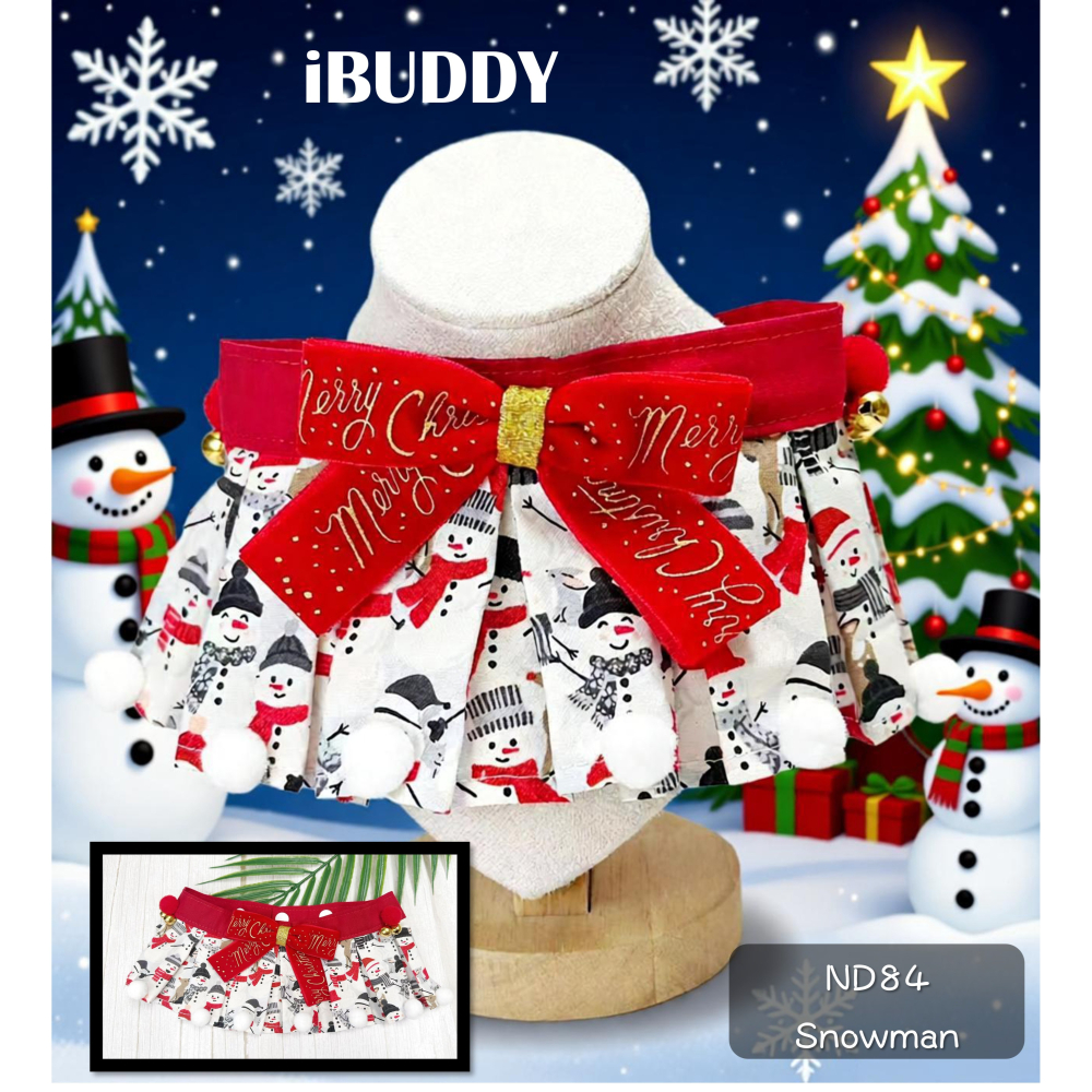 寵物領巾 狗領巾 貓領巾 聖誕節 XMAS領巾 寵物項圈 寵物口水巾【KC36ND84 IA26】 iBuddy雪人領巾-細節圖2