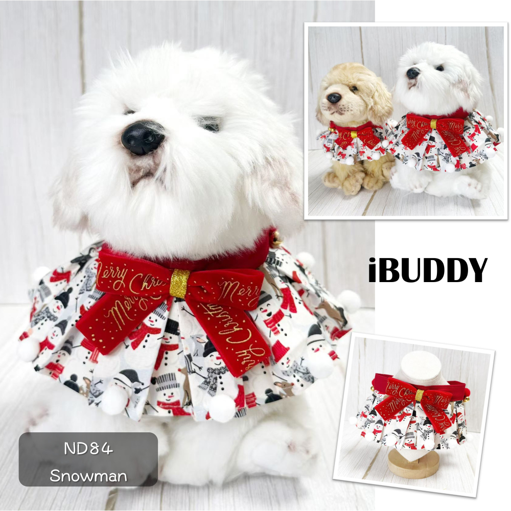 寵物領巾 狗領巾 貓領巾 聖誕節 XMAS領巾 寵物項圈 寵物口水巾【KC36ND84 IA26】 iBuddy雪人領巾-細節圖3