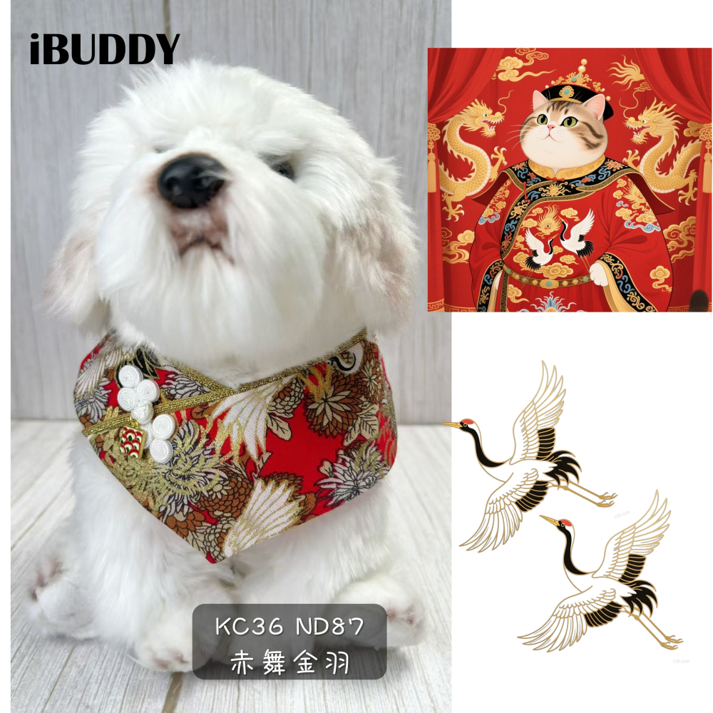 寵物領巾 狗領巾 貓領巾 新年 過年春節 拜年 開運 寵物項圈 寵物口水巾 假領裝飾【KC36ND】iBuddy-細節圖5