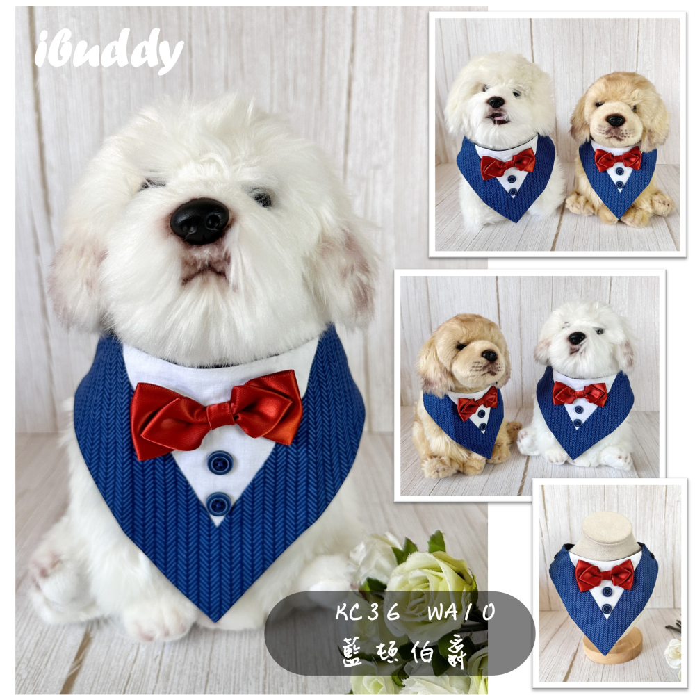 寵物婚禮領巾 狗領巾 寵物西裝婚紗 西服蕾絲領巾 結婚 擺拍 外拍 白紗 婚紗照 婚禮【KC36WA】iBuddy-細節圖2