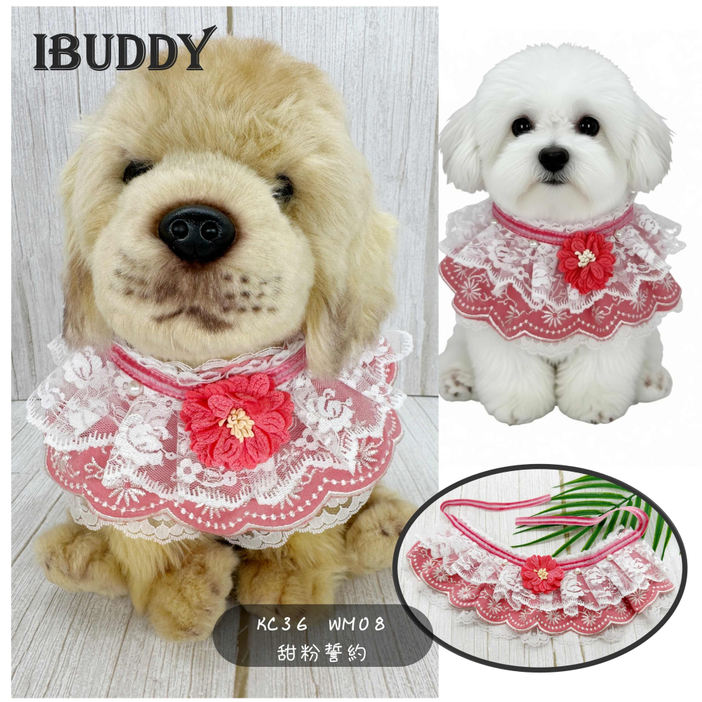 寵物婚禮領巾 狗領巾 寵物西裝婚紗 西服蕾絲領巾 結婚 擺拍 外拍 白紗 婚紗照 婚禮【KC36WM】iBuddy-細節圖3