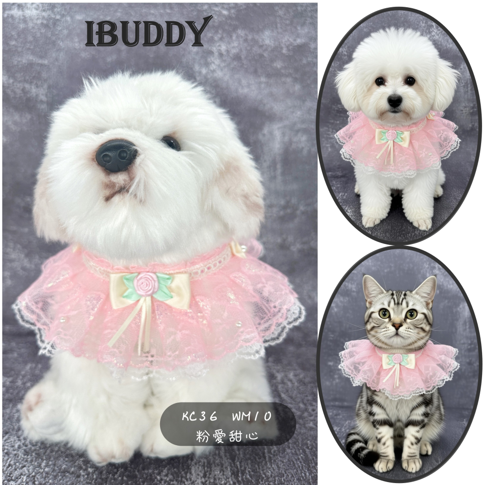 寵物婚禮領巾 狗領巾 寵物婚紗 西服蕾絲領巾 結婚 擺拍 外拍 白紗 婚紗照 婚禮【KC36WM10】iBuddy-細節圖2