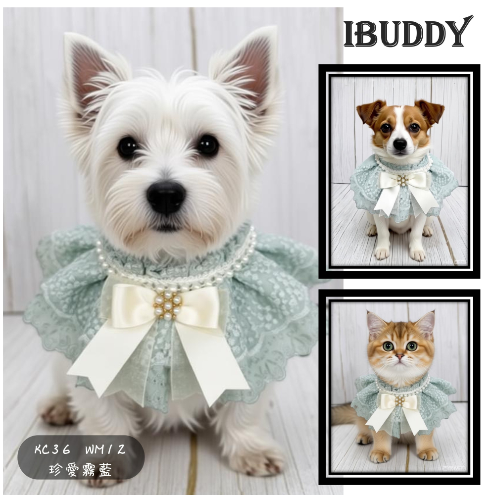 寵物婚禮領巾 狗領巾 寵物婚紗 西服蕾絲領巾 結婚 擺拍 外拍 白紗 婚紗照 婚禮【KC36WM12】iBuddy-細節圖4