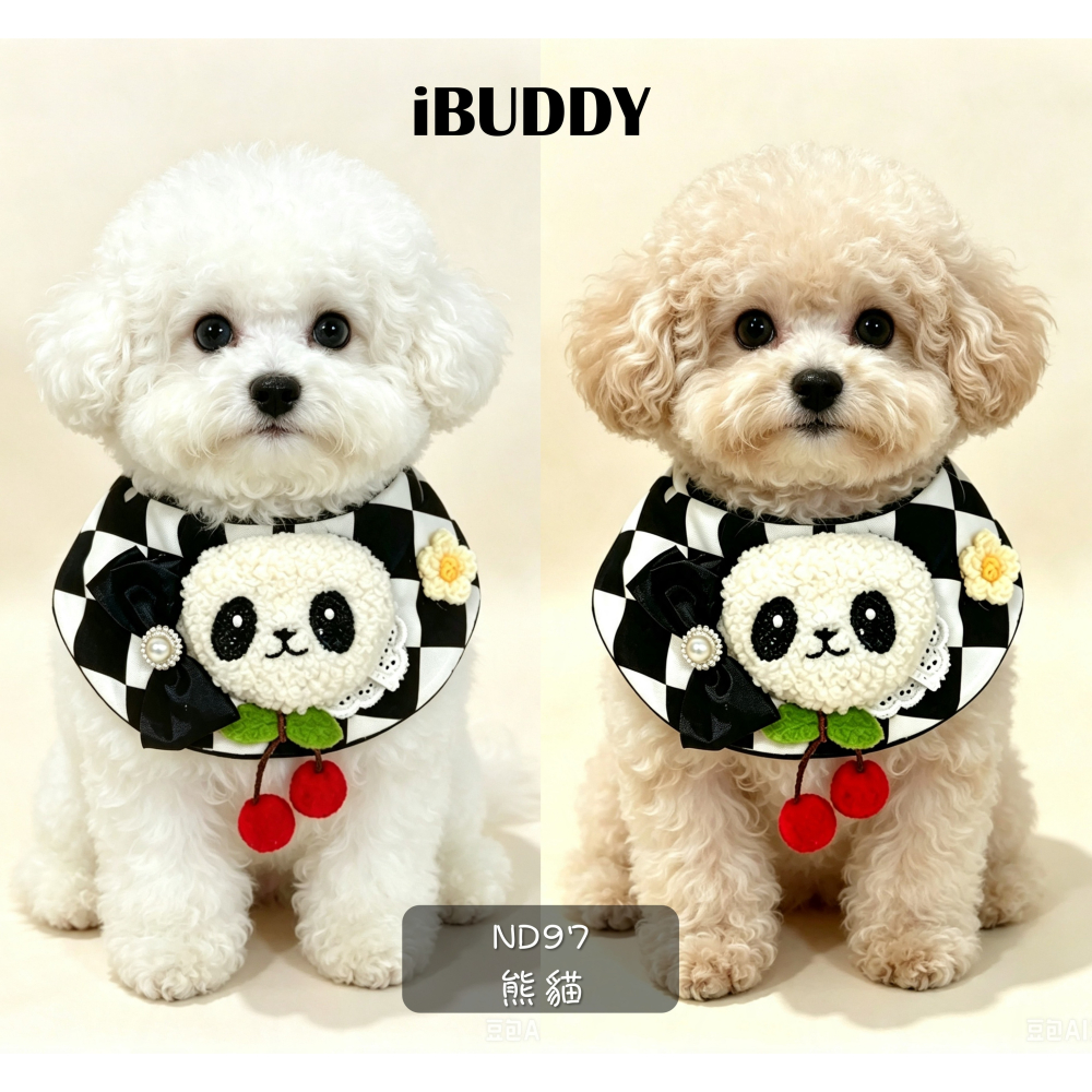 寵物領巾 寵物口水巾  狗領巾 貓領巾  熊貓【KC36ND97】iBuddy 櫻桃 雛菊-細節圖2