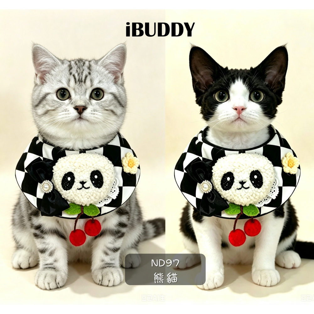 寵物領巾 寵物口水巾  狗領巾 貓領巾  熊貓【KC36ND97】iBuddy 櫻桃 雛菊-細節圖3