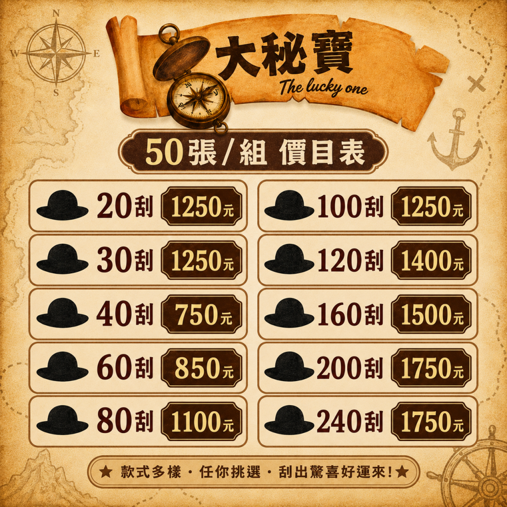大秘寶刮刮卡 【50張 販售賣場】｜娃娃機刮刮卡 刮刮樂-細節圖8